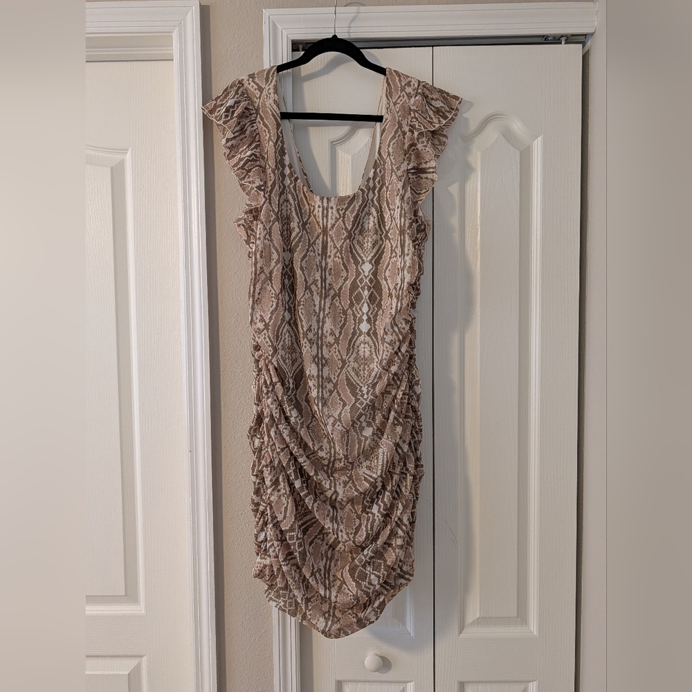 Torrid Snake Beige and White Dress